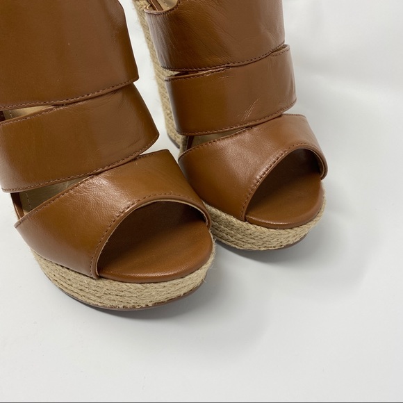 Schutz Ilione Platform Wedge Sandals lace up tan 5 - Picture 3 of 11